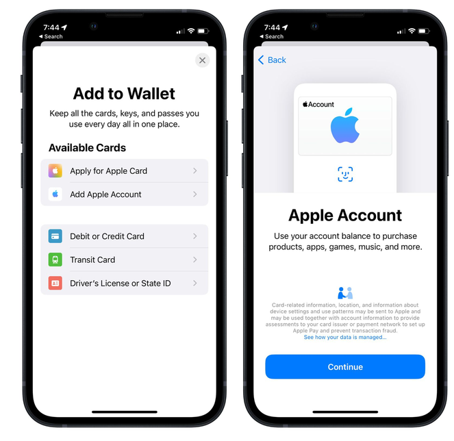 班玛苹果手机维修分享iOS 15.5钱包App如何添加 Apple 账户 